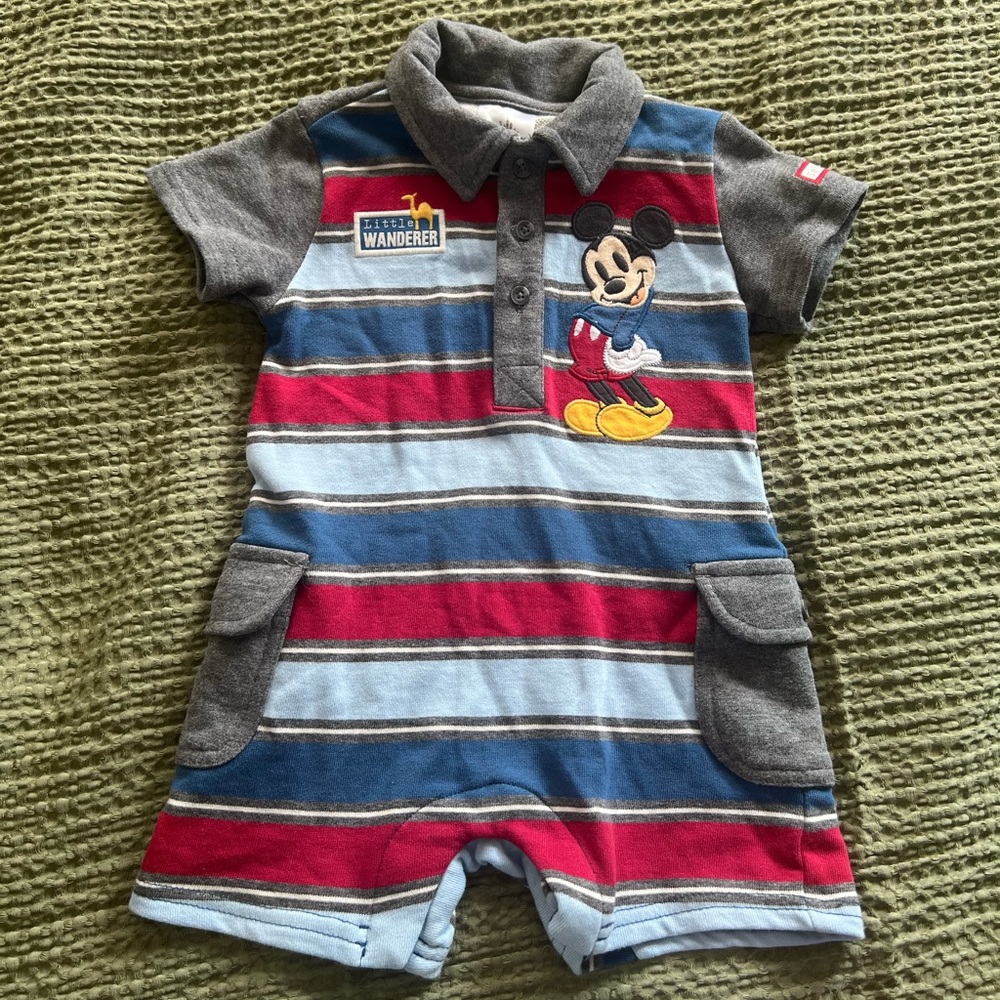 VNT Mickey Mouse Disney Baby Gray Romper